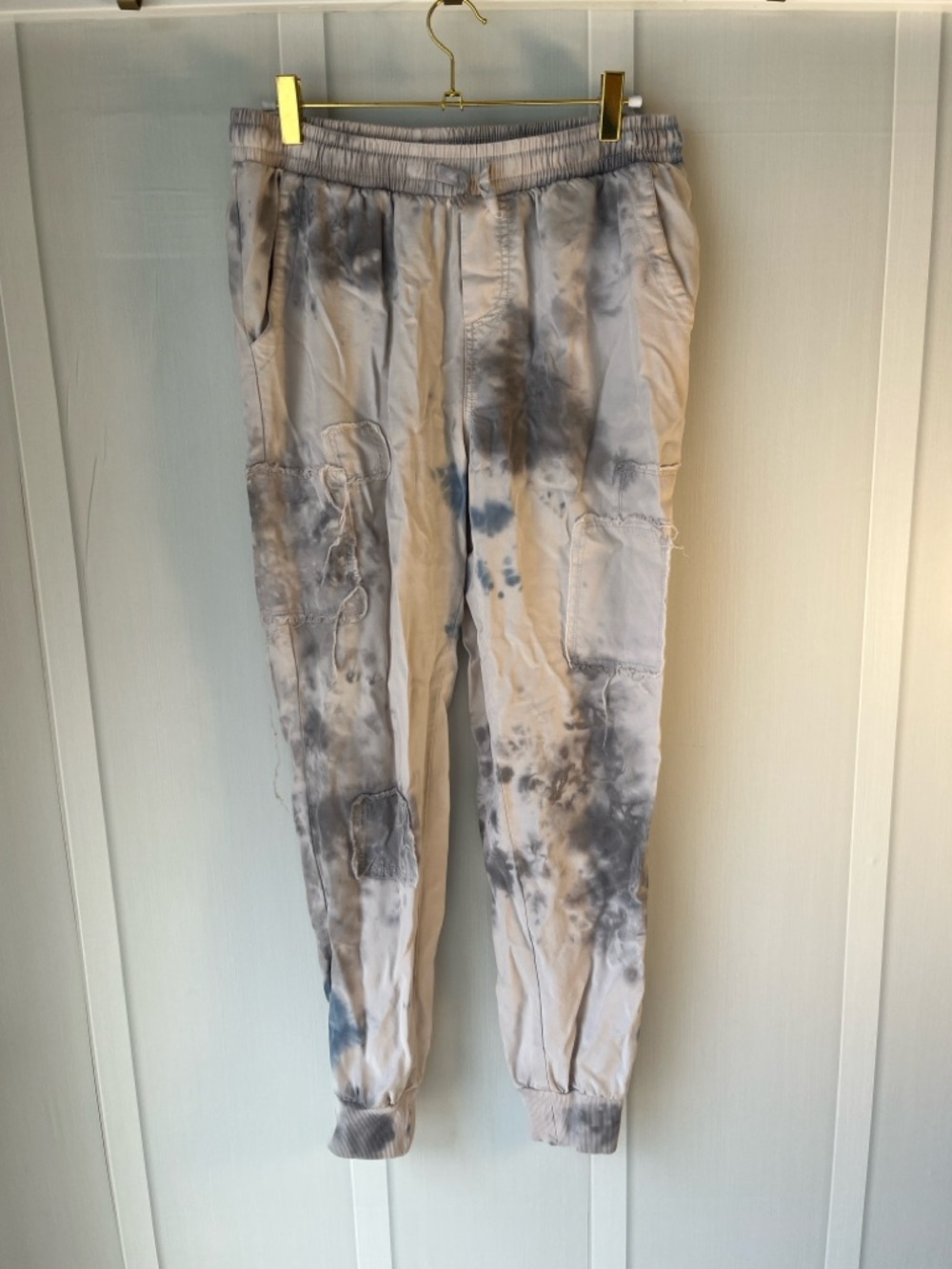 Vintage Havana Women's Tie-Dye Jogger Pants - Gray/Cream/Blue Size Medium